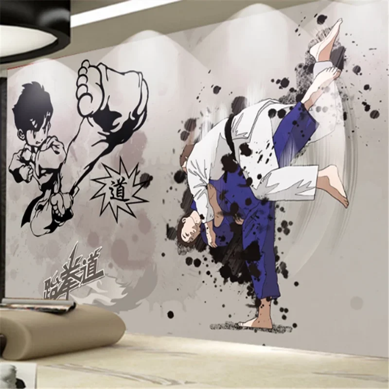 

wellyu Customized large mural 3d wallpaper nostalgic retro taekwondo gym tooling background wall wallpaper