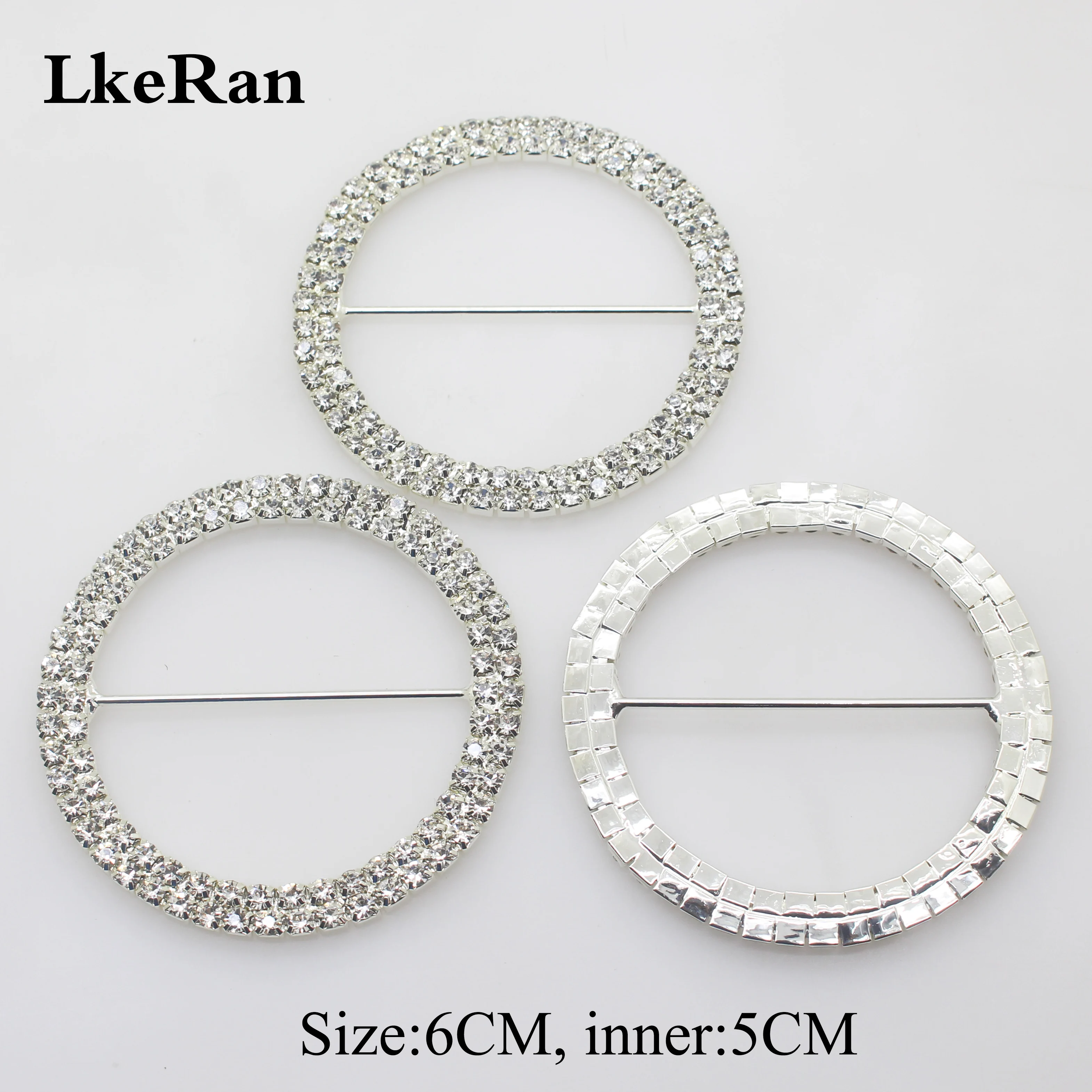 LKERAN 2Pcs/lot 6cm Double row Rhinestone Buckles Wedding Chair Sash Ribbon Slider for DIY Hair Accessories Free Shipping