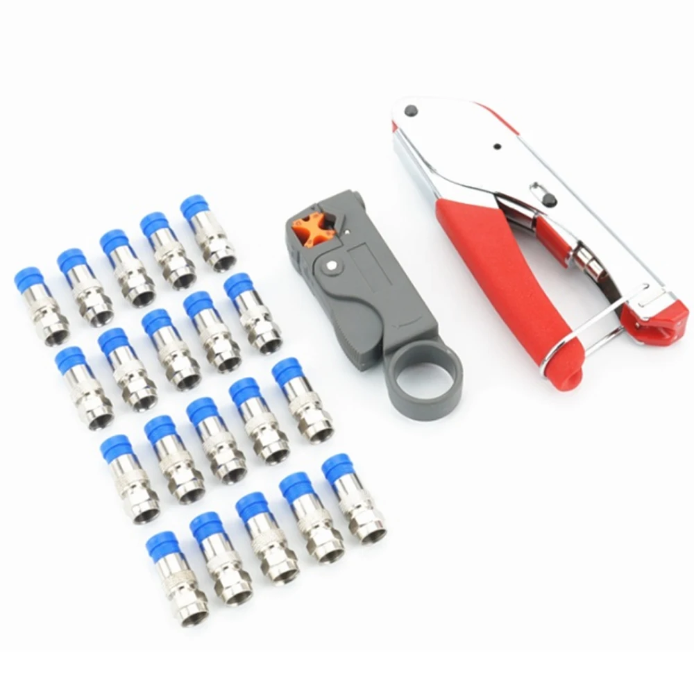 Coaxial cable crimping tool set Squeezing forceps&Wire stripper For RG6 Coaxial Cable Crimper With Compression Connectors