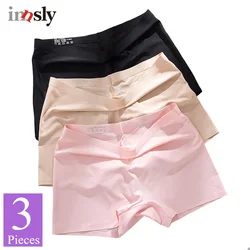 3 Pieces/Pack Women Boyshorts Seamless Female Boxer Ice Silk Ladies Safety Short Pants Mid Waist Summer Breathable Women Boxer