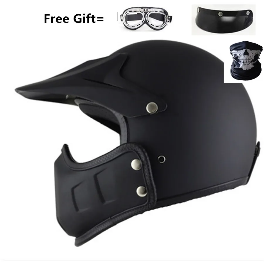 

Motorcycle Helmet De Cafe Racer Helmet Modular Full Face Matte Black Capacetes De Motociclista DOT CE