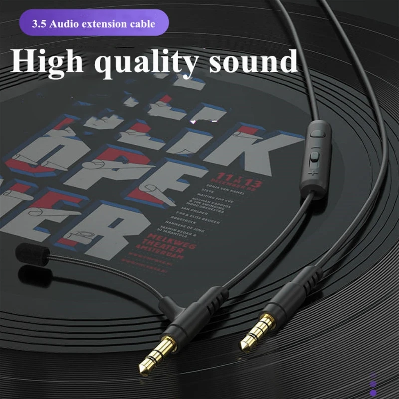 1.2M Boom Microphone Cable Mic For 3.5mm Headphone With Condenser Mic For Phone PC For Boompro Gaming Headset V-MODA