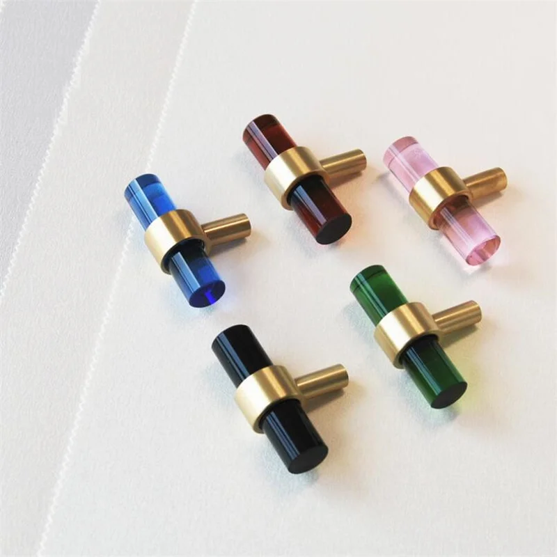 Nordic Brass+Crystal Cabinet Handle Creative Wardrobe Door Knob Furniture Drawer Small T Bar Handles 50*14mm drawer knobs