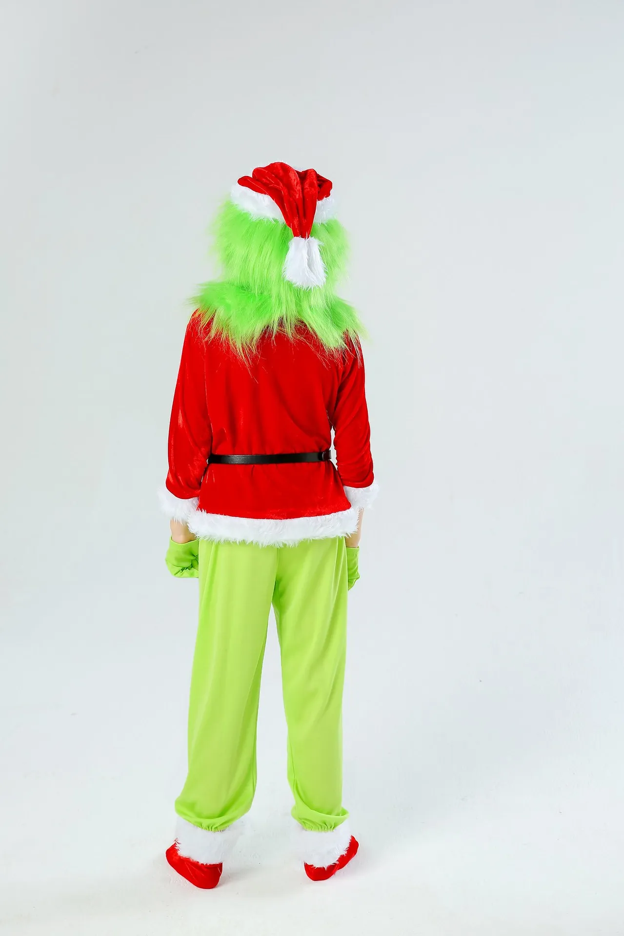 Green fur monster Гринч Christmas Halloween suit party clothes adult children\'s suit cosplay Without mask