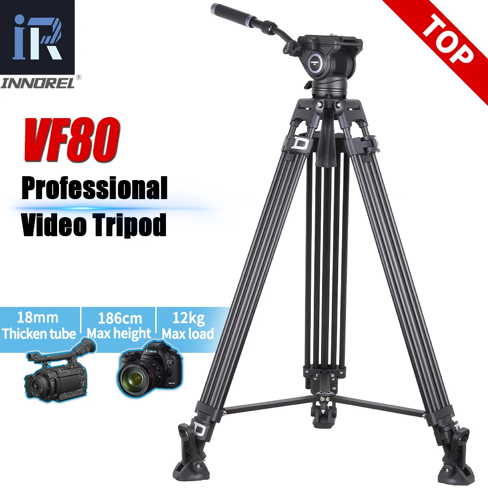 

INNOREL VF80 Professional Heavy Video Aluminum Tripod with Hydraulic Fluid Head F80 For DSLR Camera Camcorder Slider 12kg Load