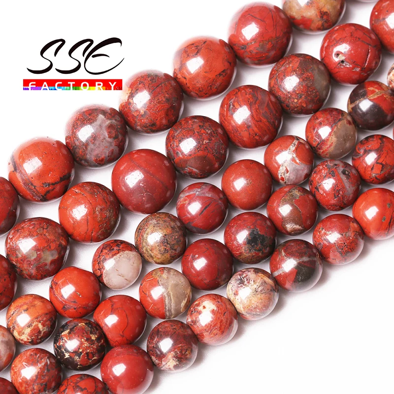 Natural Red Jaspers Stone Beads Red Brecciated Jaspers Round Loose Beads 15