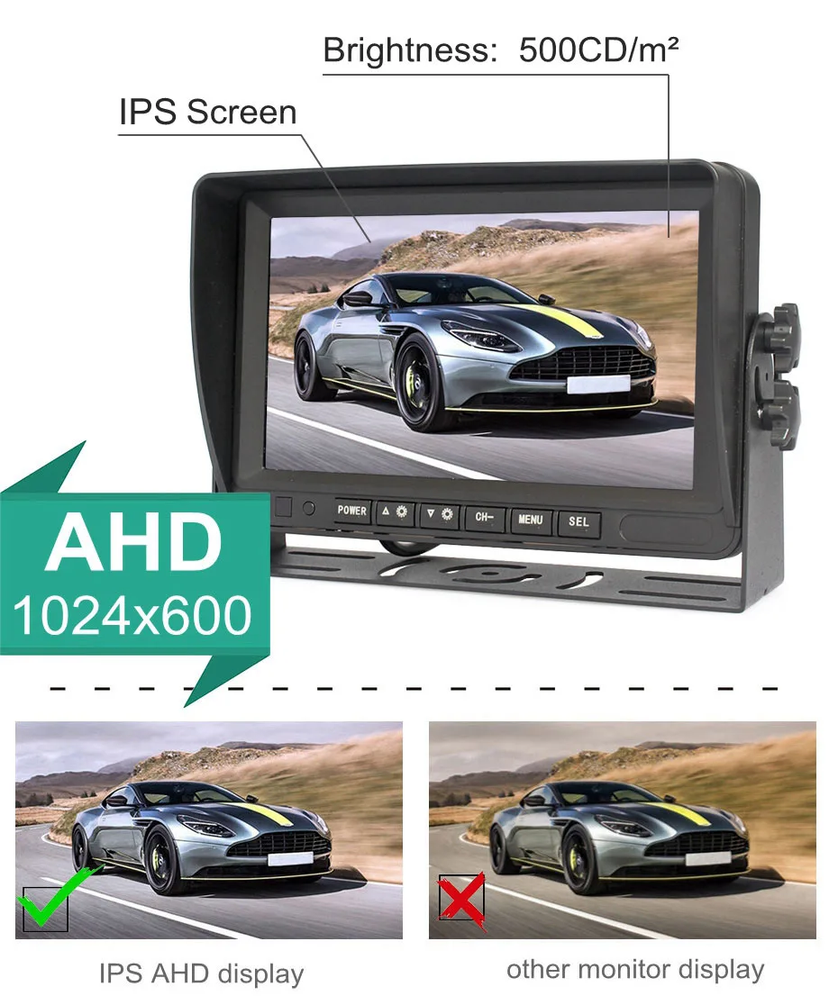 Imagem -03 - Diysecur Polegada Ahd Ips Split Quad Screen Vista Traseira hd Monitor de Gravação Vídeo para o Sistema de Vigilância por Vídeo