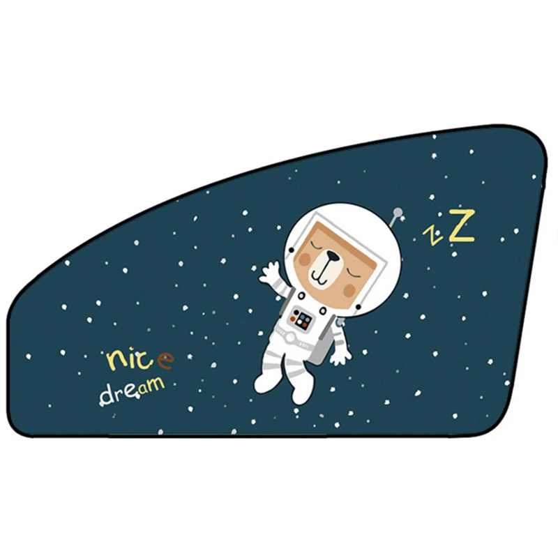 New Car Cartoon Cute Spaceman Magnet Side Window Sunshades Windshield Sunshade Rear Side Auto Window Sunshade Cover For Children