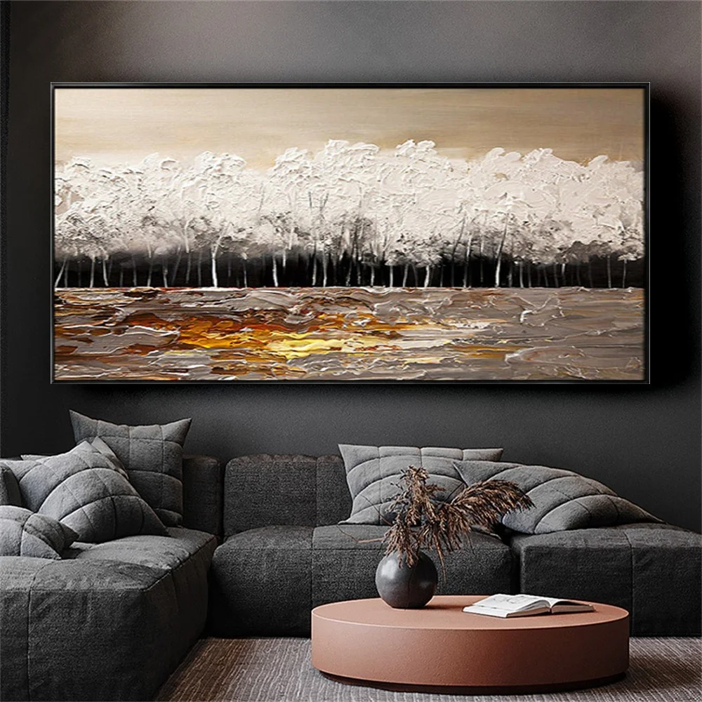 

Vintage Scandinavian Abstract Landscape Wall Art Wilderness And Snowy Mountains Hand Painted Oil Painting On Canvas Home Decor