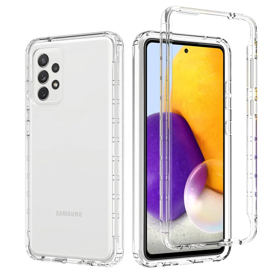 Crystal Clear 2 in 1 Shockproof Transparent Cases Hard Bumper Soft TPU Protective Cover for Samsung Galaxy A72 5G /A52/ A71/ A51