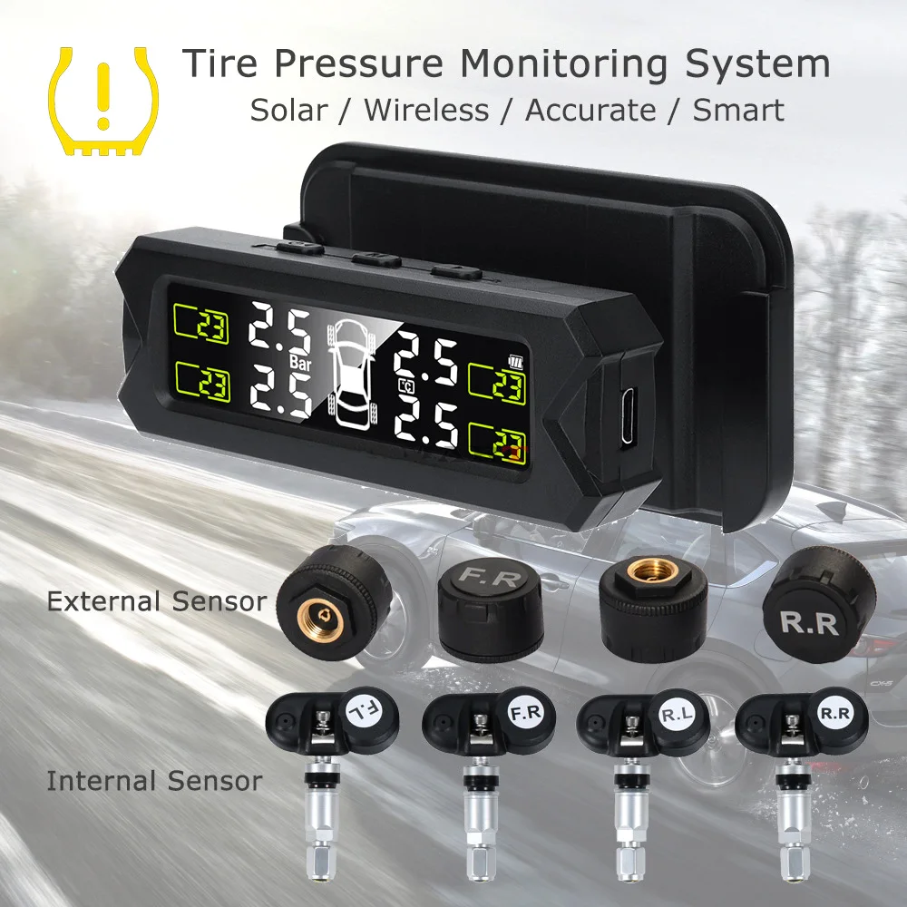 Solar TPMS Car Tire Pressure Monitoring System Sensors Tyre Tester Diagnostic Tools Rotating Holder Test Automotive Accessories