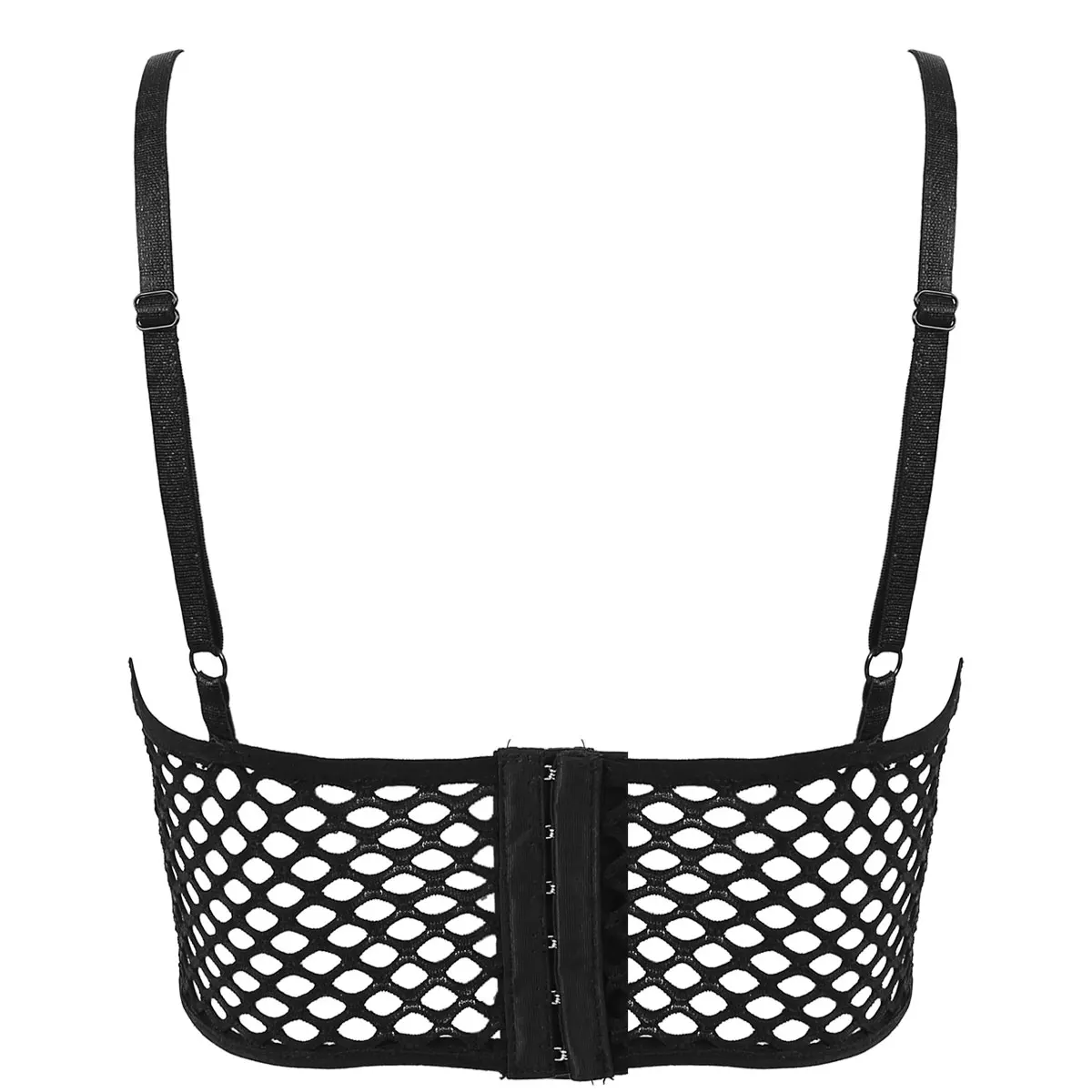 Sexy Womens Open Nipples Hole Bralette Hollow Out Netted Lingerie Tank Tops Fishnet Bustier Bare Chest Transparent Mesh Bra Tops