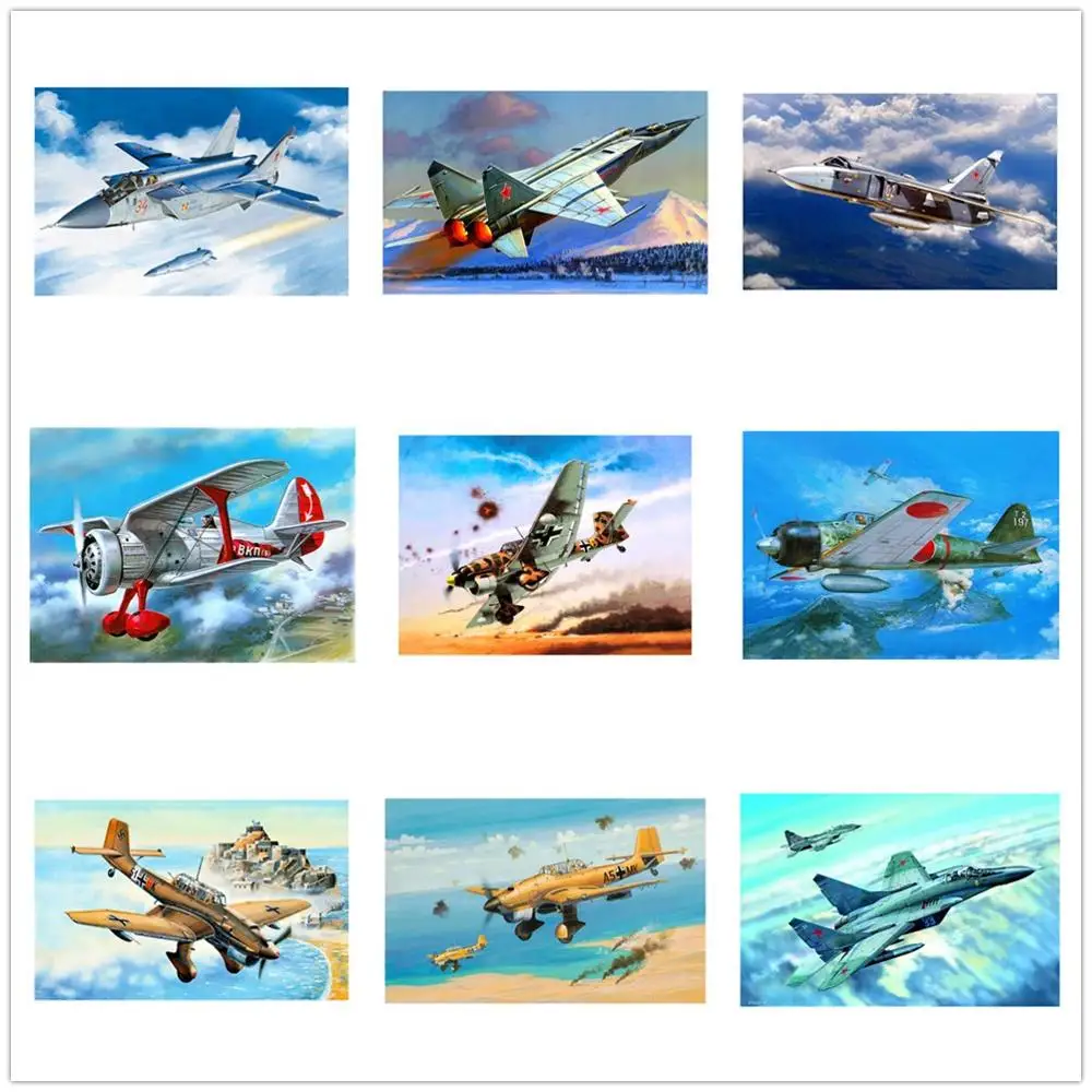 Dpsprue Diamond Painting Kit Cross stitch Full Round Diamond Embroidery Airplane 5D DIY Mosaic Home Decoration Gift