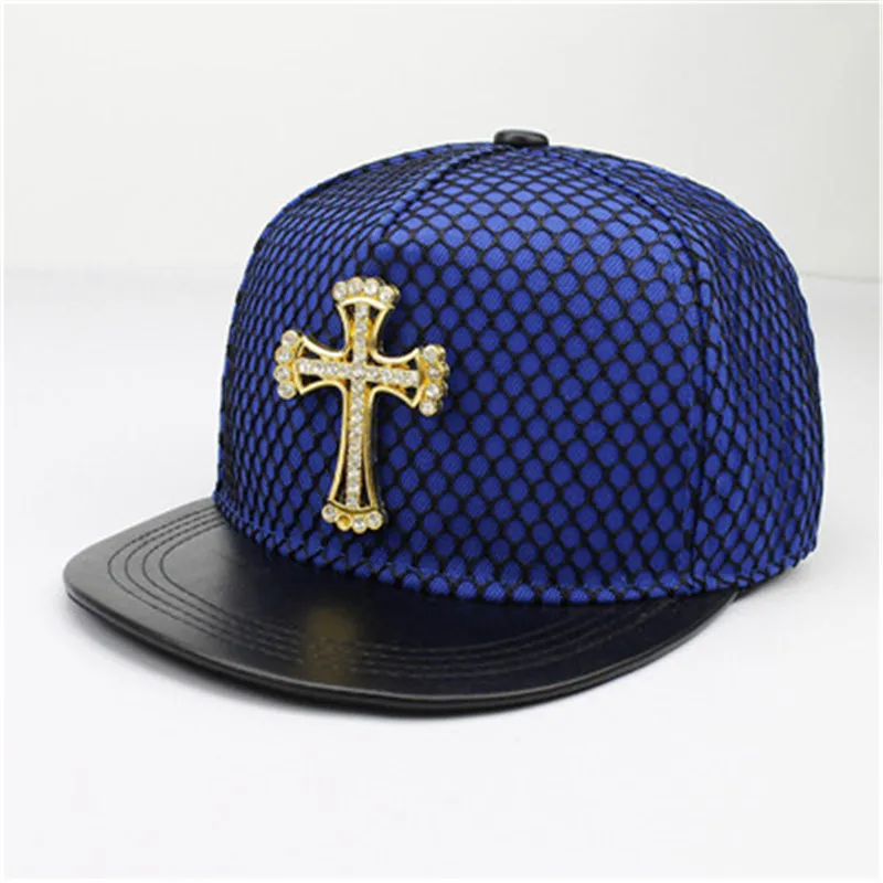 2021 Acrylic Metal Cross Baseball Cap Adjustable Hip-hop Cap Snapback Cap Hats for Men and Women