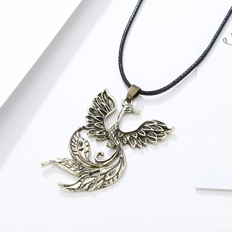 Vintage Pendant Phoenix Fire Bird Necklace Firebird Pendant Jewelry Angel Wing Necklace Phoenix Bird Pendant  Punk Style