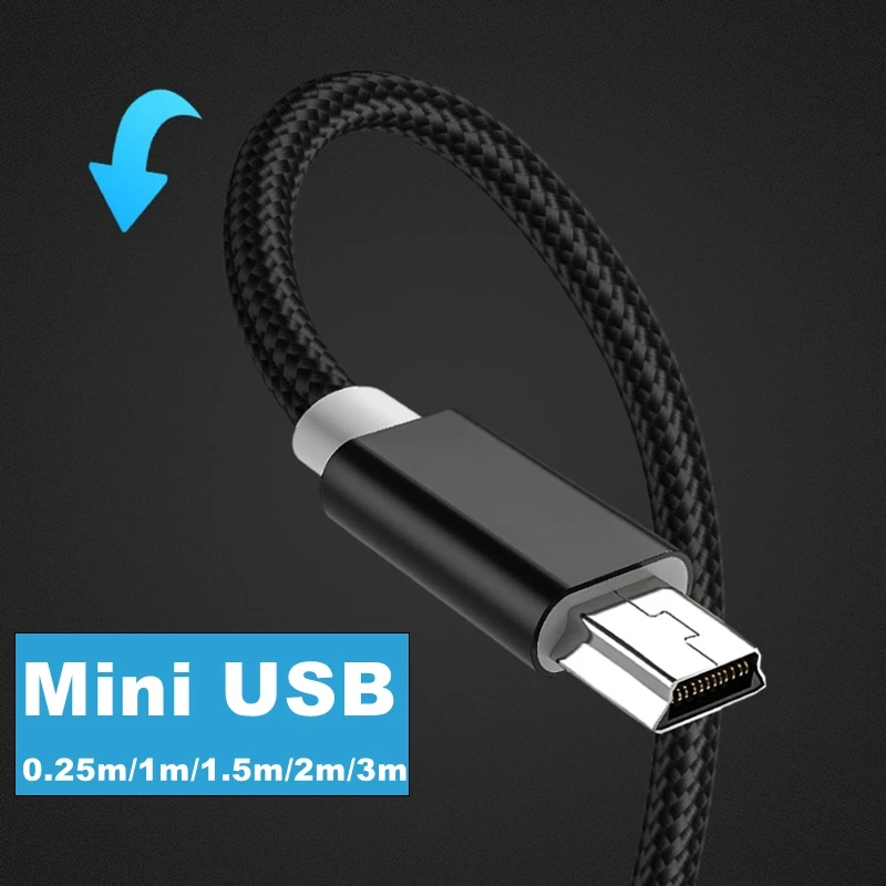 3m 0.25m Mini USB Cable Mini USB to USB Fast Data Charger Cable Cord for MP3 MP4 Player Car DVR GPS Digital Camera HDD Mini USB