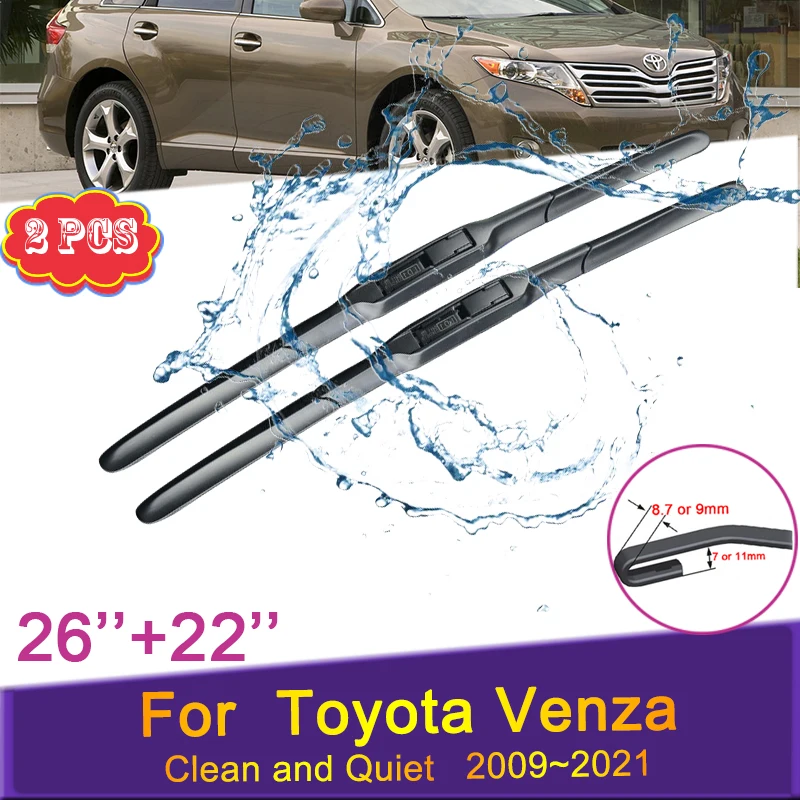 Car Wiper Blades for Toyota Venza AWD SUV Hybrid EV LE XLE 2009 ~ 2021 Front Windshield Snow Scraping Silent Rubber Accessories