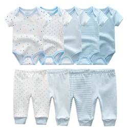 2022 Solid Bodysuits+Pants Baby Boy Clothes Clothing Sets 0-12M Baby Girl Clothes Unisex Newborn Girls Baby Cotton Roupa de bebe