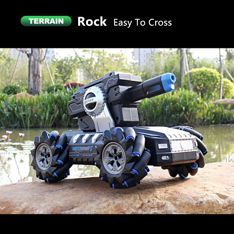 Veicolo per camion telecomandato doppio d'assalto con pompa ad acqua con rilevamento dei gesti 360 °   Drift Later Driving Giocattolo per carro armato RC fuoristrada multi-terno