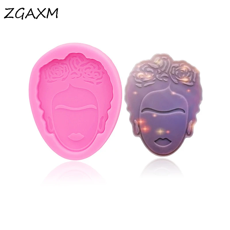 LM 715 Shiny Earring rose head silicone mold Food Grade Baking silicone Mould casting epoxy art supplies keychain clay Mould