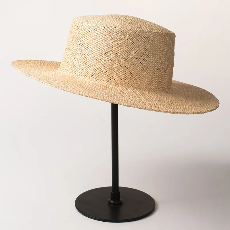 Unisex Beige Wide Brim Treasure Grass Hat Women Men Wedding Church Straw Fedora Hat Outdoor Canotier Summer Sun Hat Gambler Hat