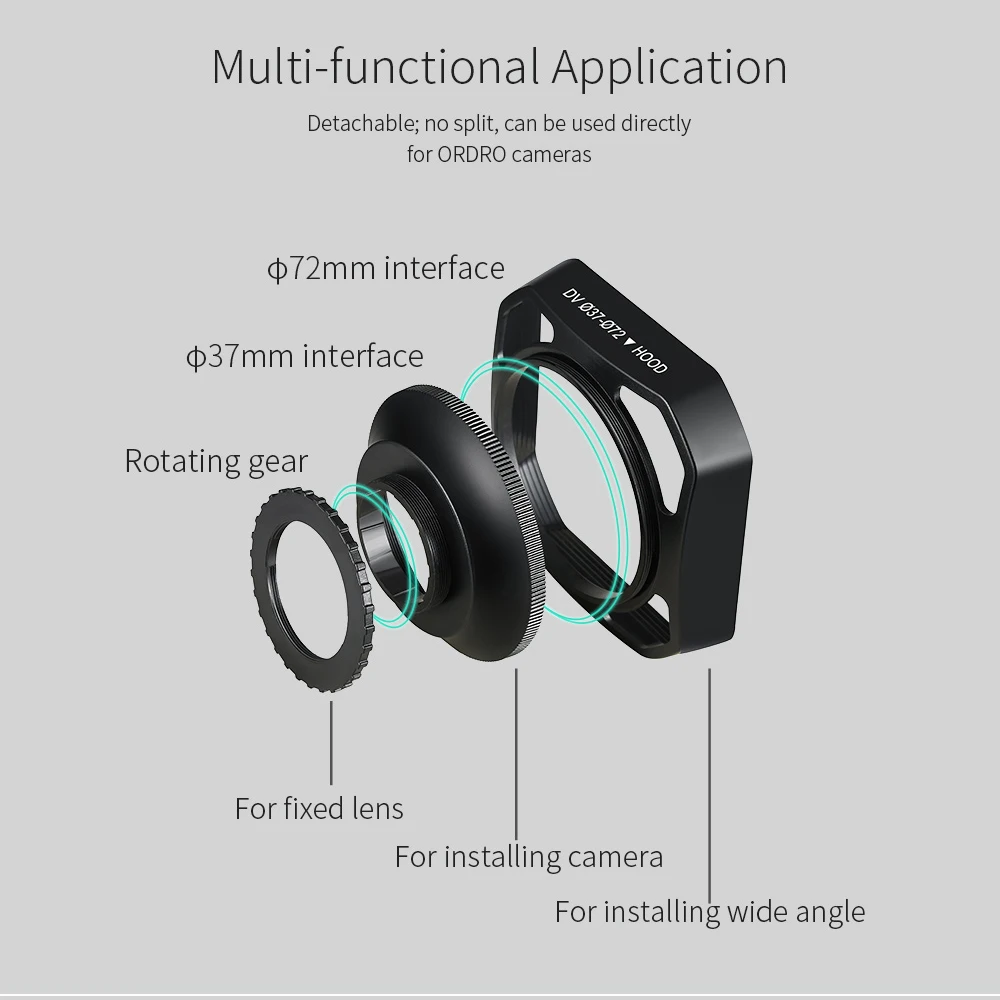 Video Camera Lens Hood 37mm 72mm for Camcorder Wide Angle Lens Detachable YouTube Vlog Photography Accessory