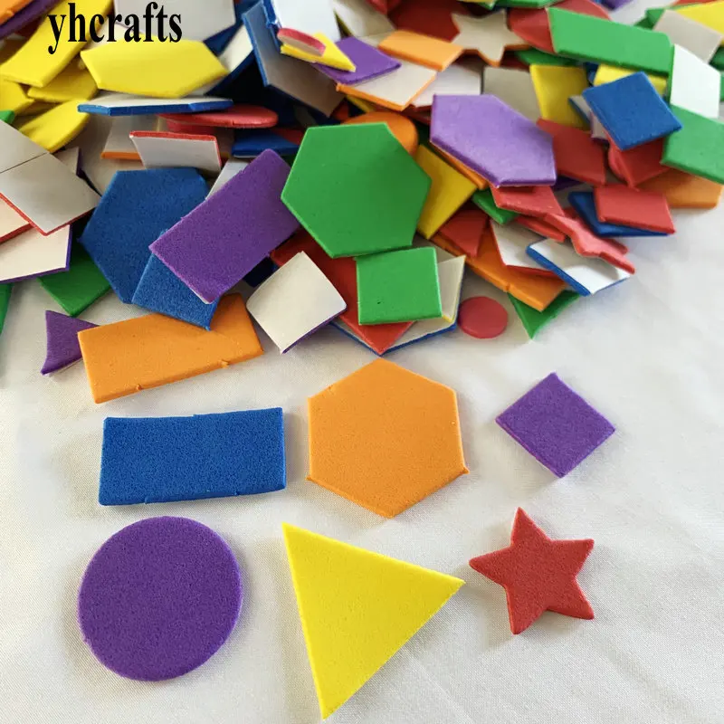 1bag(15-250PCS)/LOT,Mixed shape foam stickers Irregular geometric figure Foam puzzle Early educational toy Kindergarten crafts