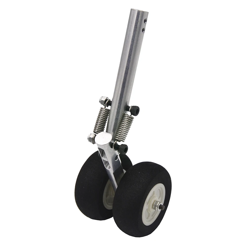 1 Piece 3.1mm/4.1mm CNC Aluminum Spring Landing Gear for Fixed Wing RC Airplane With 2*45mm Spomge Wheels