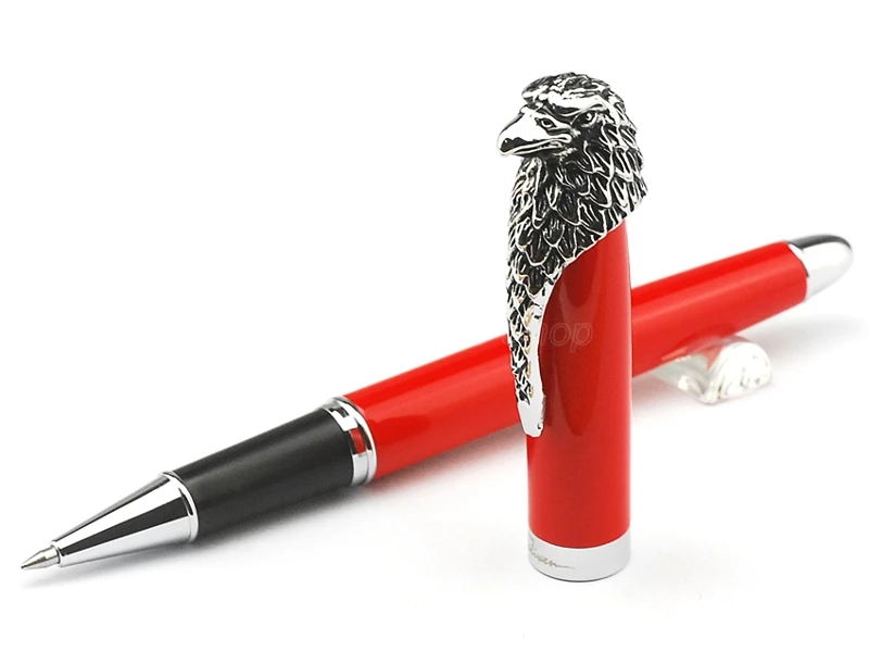 

Fuliwen Metal Owl Roller Ball Pen Eagle Head Clip Unique Design Red Barrel For Business Writing Gift Pen