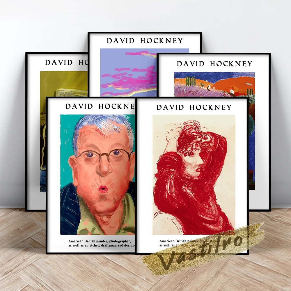 David Hockney Figure Sketch Scenery Art Prints Canvas Painting Retro Poster, Exhibition Museum Wall Picture Modern Home Decor