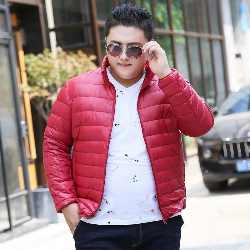 150Kg Plus size men lightweight winter padded jacket bust 155cm 6XL 7XL 8XL9XL 10XL loose long sleeve short jacket 4 colors