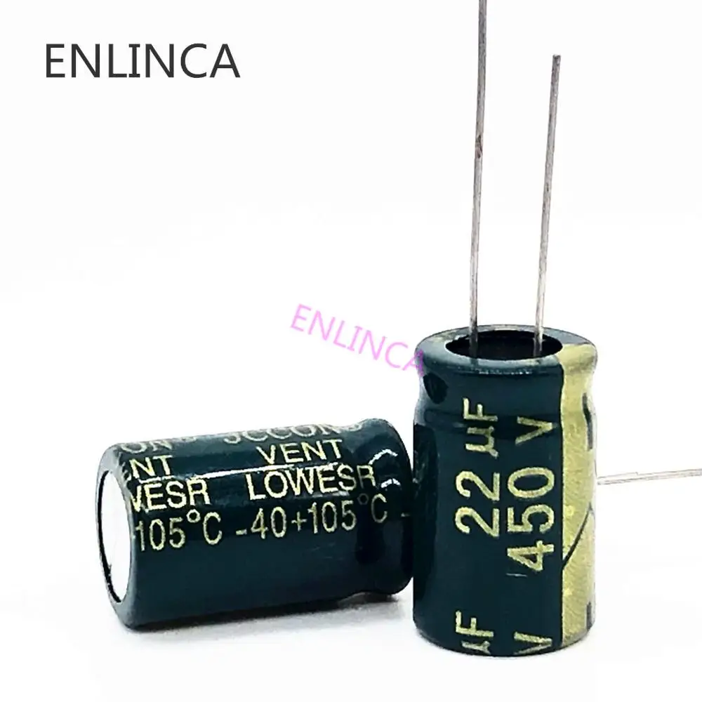 10 ~ 50 sztuk/partia 450v 22UF 450v22UF niskie ESR/impedancja wysokiej częstotliwości aluminium kondensator elektrolityczny rozmiar 13*20 20%
