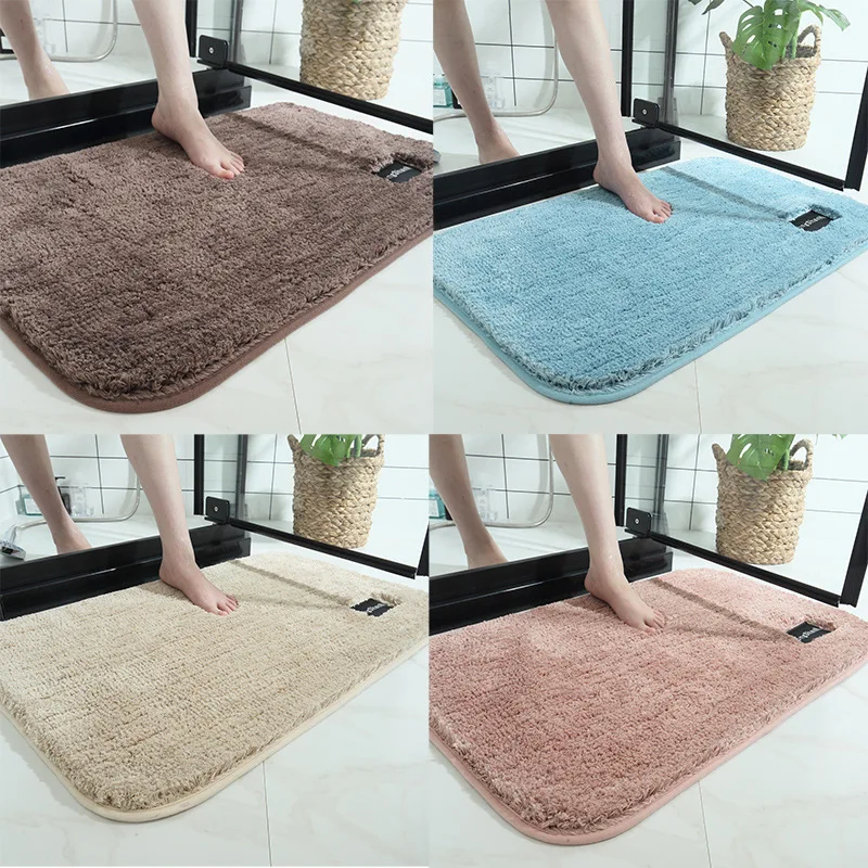 New Super Thick Fluff Fiber Bath Mats Comfortable and Soft Bathroom Carpet Non-slip Absorbent Rug Foot Mat Shower Room Doormat