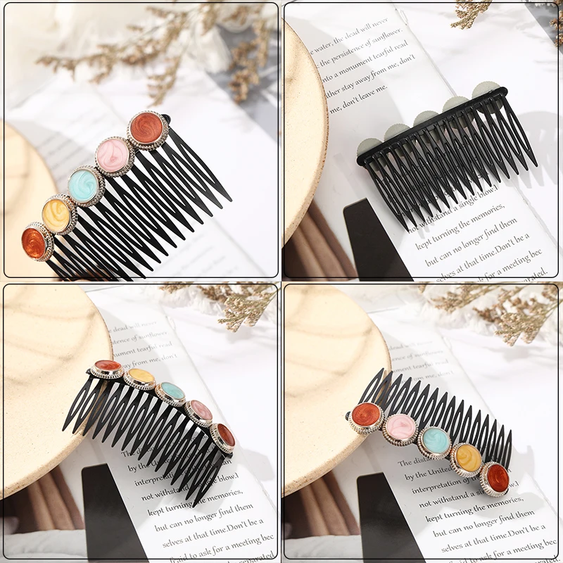 Women 16 Teeth Hair Combs Girl\'s Bangs Clips Top Hair Fixed Hairpins Rhinestone Pearl Hair Clip Bun Barrettes Hair Accessories