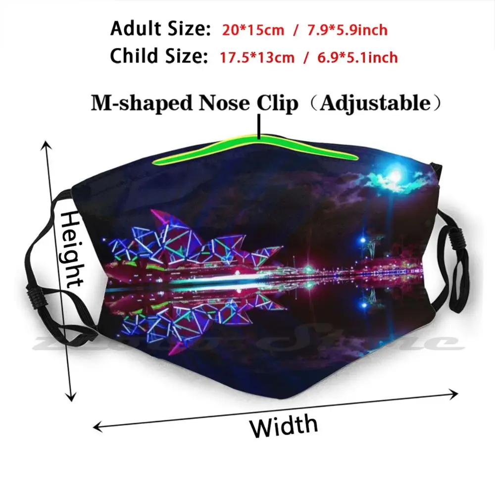 Sydney Opera House Vivid Mask DIY Washable Filter Pm2.5 Mouth Trending Sydney Opera House Vivid Lights Australia Lightshow