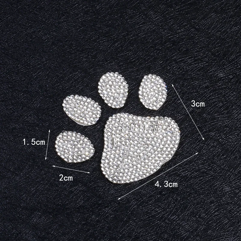 Silver Clear Rhinestone Gecko Dog Paw Snowflake Iron Patches for Clothing Crystal Appliques Iron-on Clothes Sticker Badge Craft