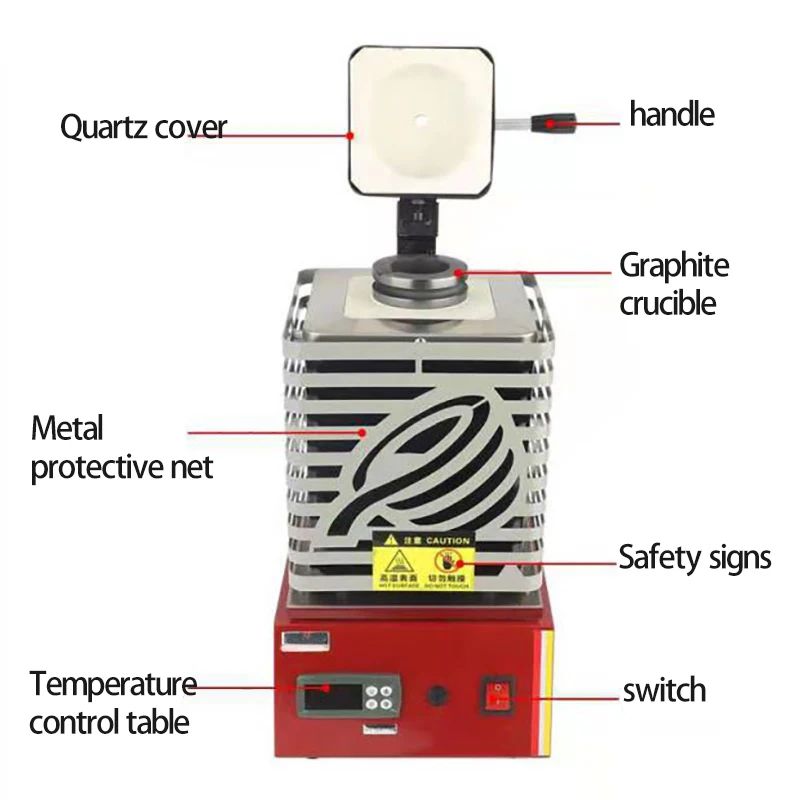 1700W High Power Induction Furnace Small Gold Melting Furnace Jewelry Casting Equipment Making Tools 110V/220V Melting Furnace