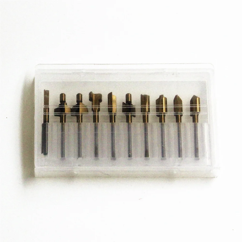 10PCS Router Bits ชุดมินิ Shank สว่านเจาะเหล็กความเร็วสูงไฟล์โรตารี่สำหรับ Woodden เครื่องตัดเครื่องมือ