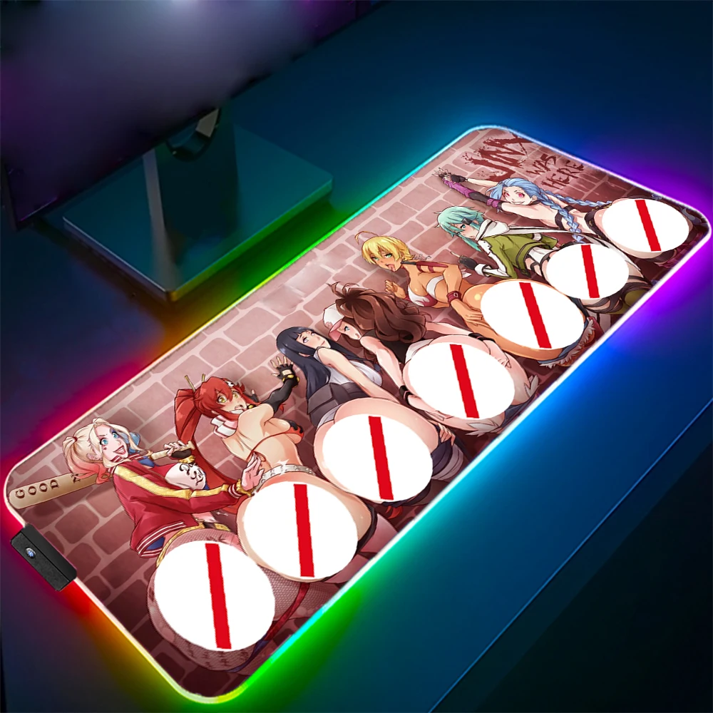 

Anime Mouse Pad RGB Sexy Big Ass Girls Notebook PC Gamer 7 Color LED Lights USB Desktop Keyboard Rug Gaming Accessories Desk Mat