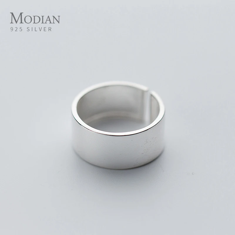 Modian Classic Authentic 925 Sterling Silver Frosted Punk Wide Ring for Women Free Size Ring Hiphop Style Fine Jewelry 2020 New