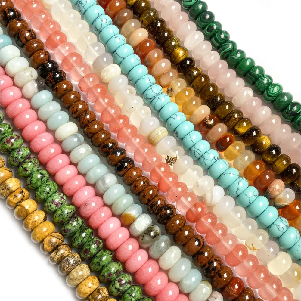 Natural Stone Agates Crystal Beads Small Abacus Scattered Beads for Jewelry Making Necklace DIY Bracelet Accessories Size 6x10mm