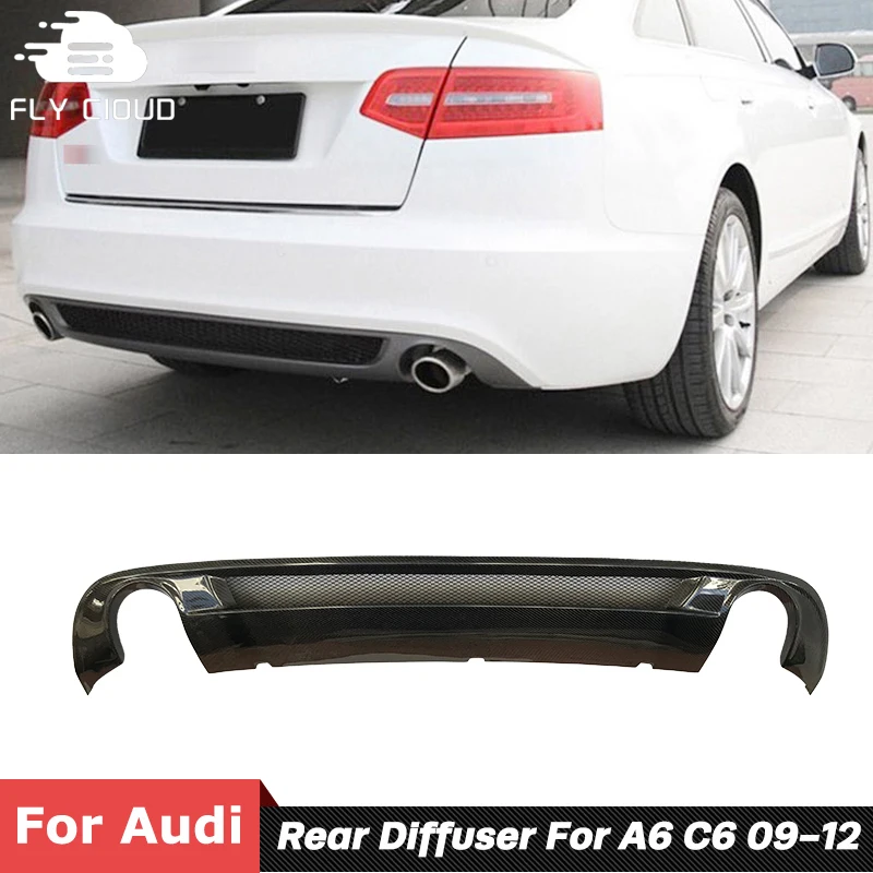 Carbon Fiber Material Rear Shovel Chin Bumper Lip Diffuser For Audi A6 C6 Car Body Kit Tuning 2009-2012