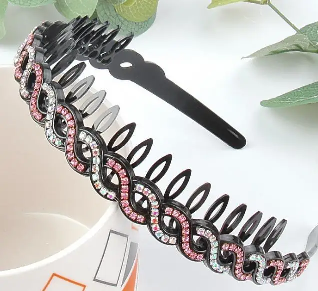 fashion New  simple elegant luxury Anti-skid pearls headband with teeth rhinestones Hairband for Woman Girls Hair Headwear