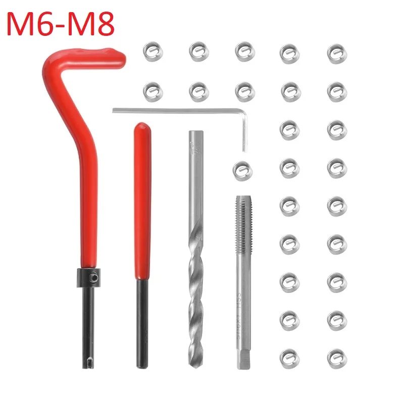 30PCS Car Engine Block Restoring Damaged Thread Repair Tool Kit M6 M7 M8  for Helicoil Car Repair Tools Coarse Crowbar