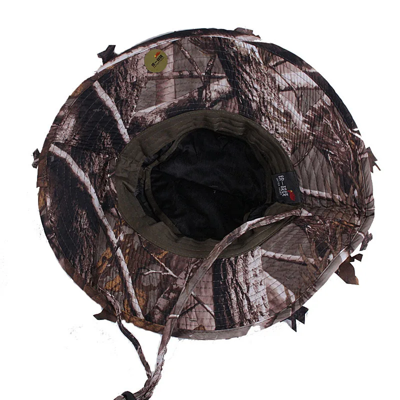 Camouflage Hunting Hat With Bionic 3D Real Tree Leaf Hunting Cap Fishing Hat For Outdoors