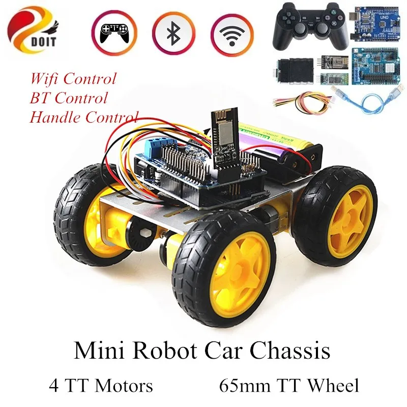 

Wifi/ BT/ Handle Control Metal Robot 4wd car chassis C101 with 4 TT motor for arduino diy maker eduational teaching kit