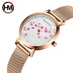 Japan Quartz Movement 10D Red Plum Blossom Genuine Leather Band Female Watch Ladies Wristwatches New Design Watches For Women