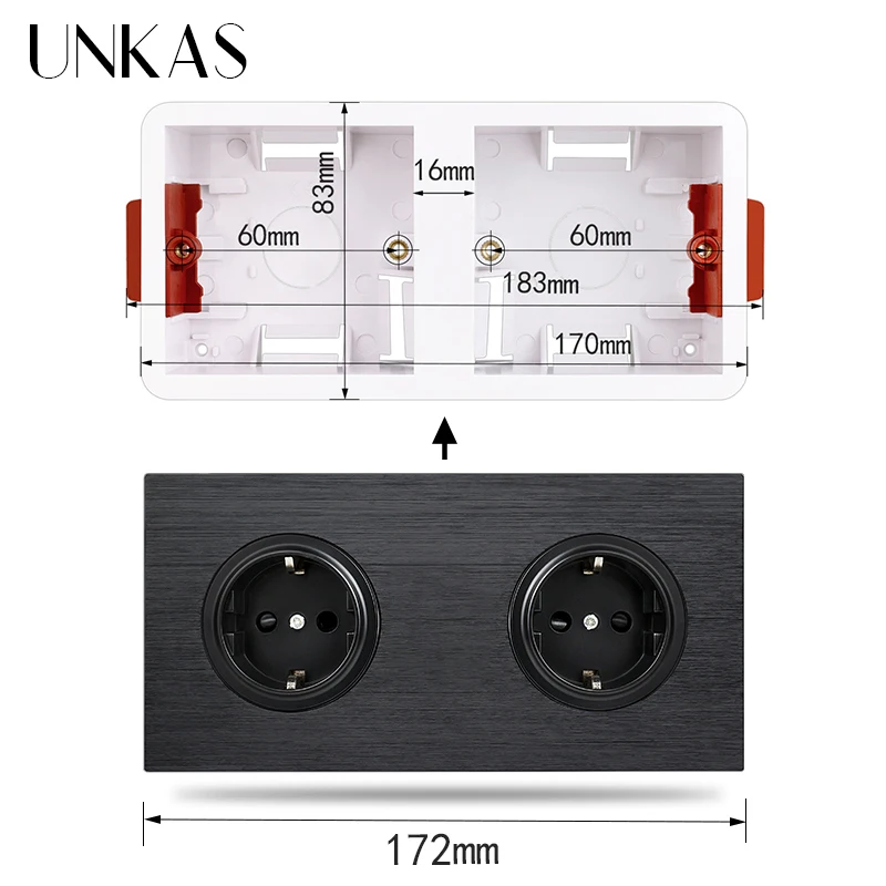 UNKAS 86 Type 1/ 2 Gang Dry Lining Box Gypsum Board Plasterboad Drywall 35mm Depth Wall Switch Socket Cassette 146mm 172mm