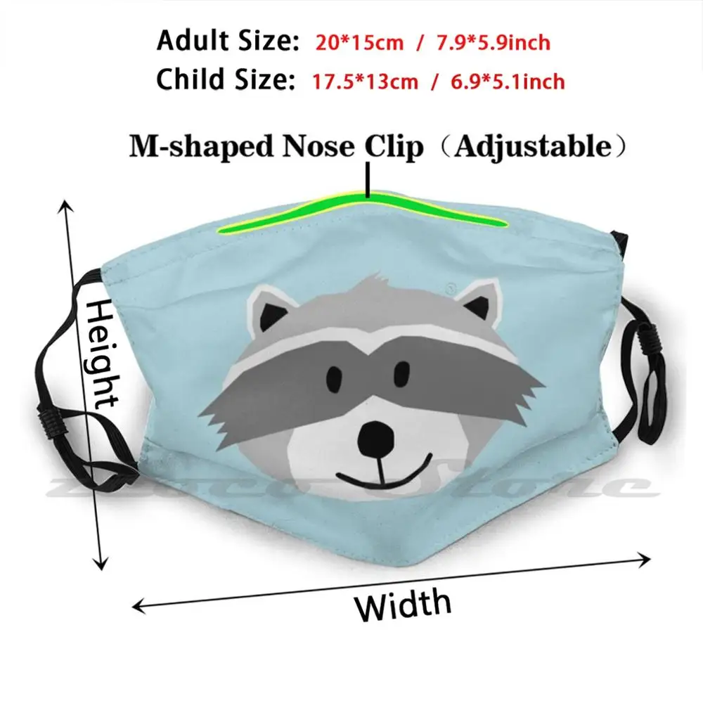 Willy Raccoon Mask Adult Child Washable Pm2.5 Filter Logo Creativity Racoon Robber Cute Animals Forest Carolina Delight Children
