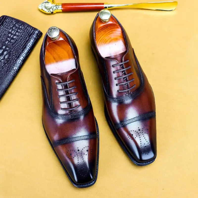 

Mens Oxfords Genuine Leather Wedding Shes Trendy Carving Business Dress Shoes Men Office Work Formal Suit Shoes Big Yards 45 46